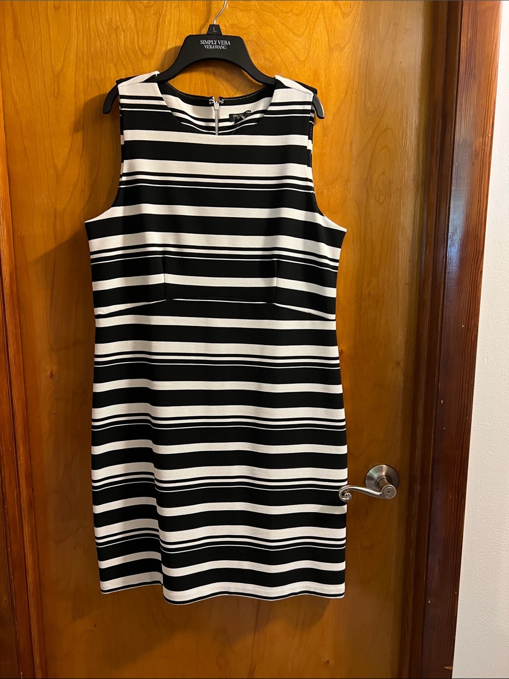 Ann Taylor Factory Black and White Striped Sleeveless Shift Dress